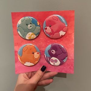 Care Bear Pin 4-pack handmade 2.25 buttons